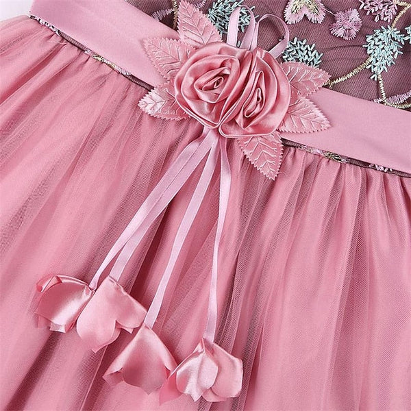 Dress Girls' Girl Flower Party Sleeveless 3D FashionChic