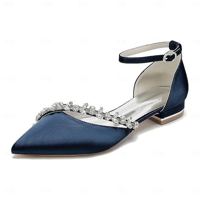 Elegant Pointed Wedding Satin Women's – White Flats Toe FashionChic