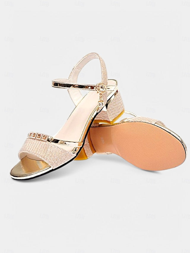 Sandals - Silver Rhinestone Elegant for Heeled Shoes Women Dress FashionChic