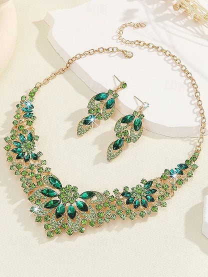 Crystal Green – Necklace Set Jewelry Elegant Statement FashionChic