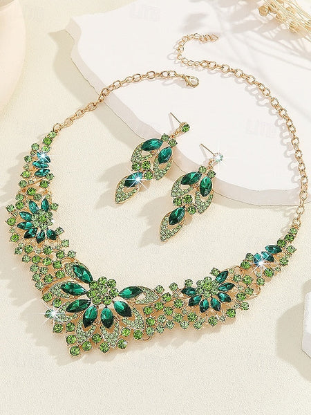 Crystal Green – Necklace Set Jewelry Elegant Statement FashionChic