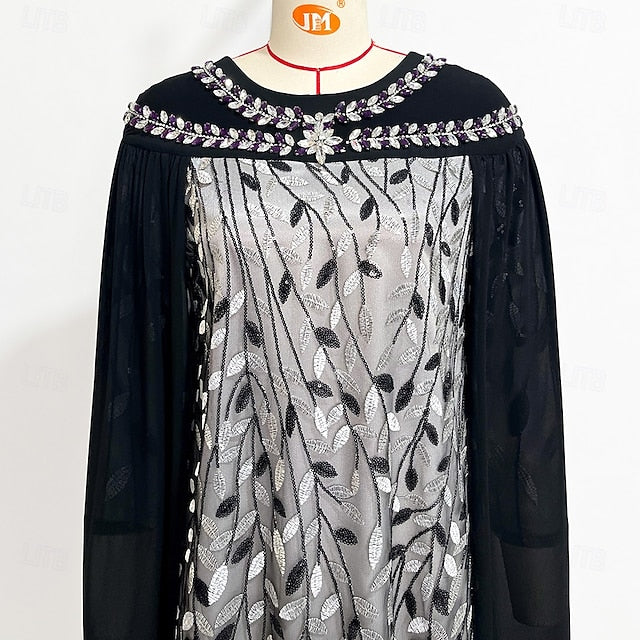 Cape Bride Neck A-Line the Crew Dress Elegant of Mother FashionChic