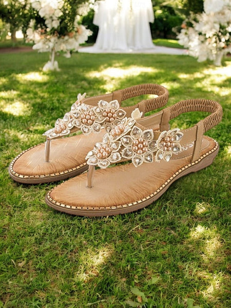 Floral Slip-Ons Flat Comfortable with Design Beaded FashionChic