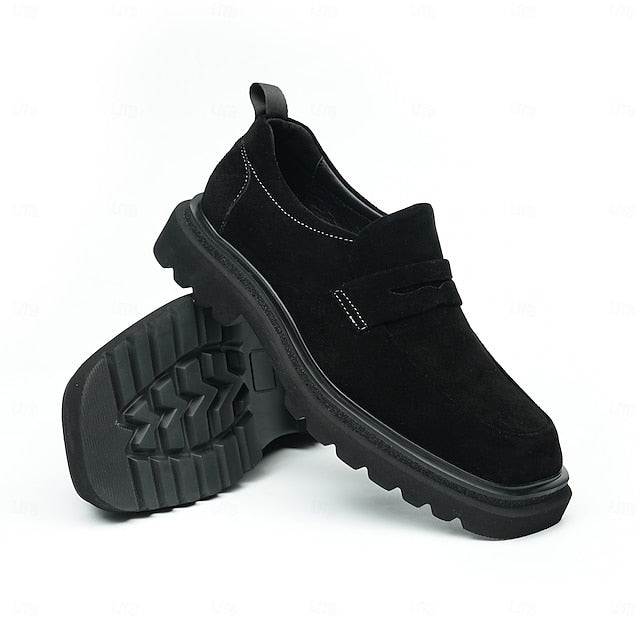 Men's Business Suede Cowhide Loafers -Classic Leather FashionChic