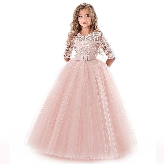 Princess Flower Kids Years Dress Prom 3-13 Lace Girl FashionChic