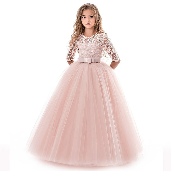 Princess Flower Kids Years Dress Prom 3-13 Lace Girl FashionChic
