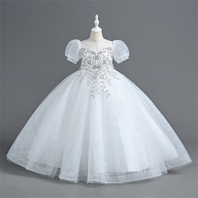 Kids Color Dress Flower Girl Party Girls' Solid FashionChic