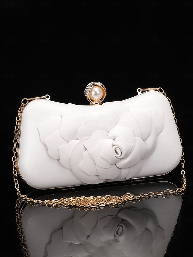 Shoes Bridal – Clutch Matching Floral-Embellished White with FashionChic