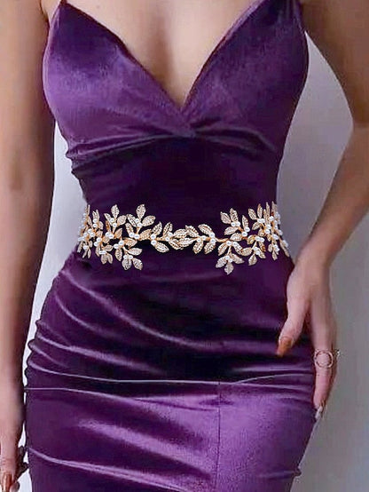 Gold Belt with Pearl Bridal Elegant – Leaf Accents FashionChic