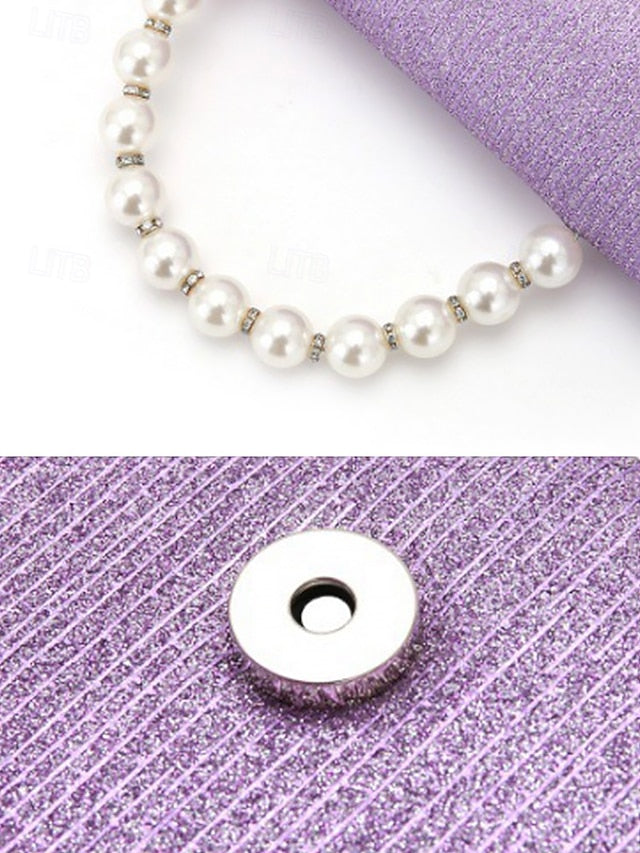 Women's Glitter Bag Clutch Handle with Pearl Purple – FashionChic