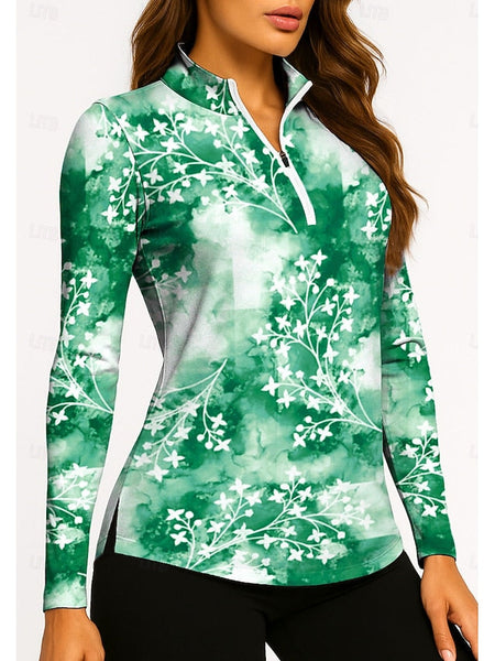 Women's Tie Dye Plants Tropical Floral Botanical Tops Golf FashionChic