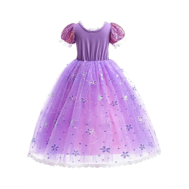 Rapunzel Fairytale Princess Flower Theme Sofia Girl Dress Party FashionChic