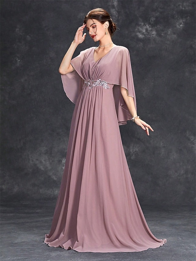 Mother V of Floor the Neck Bride Party Dress Elegant FashionChic