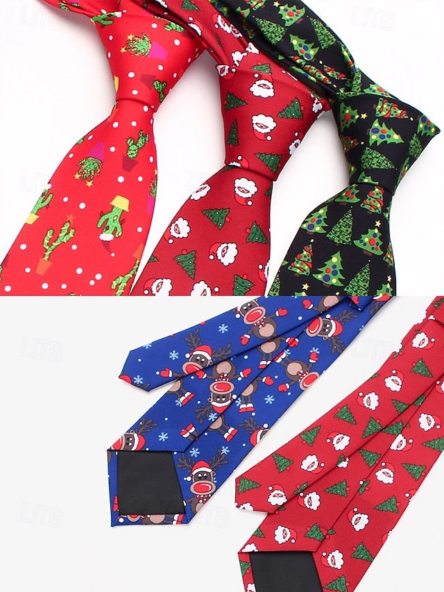 Fun Polyester Tree Men's Christmas Silk Santa – and Tie FashionChic