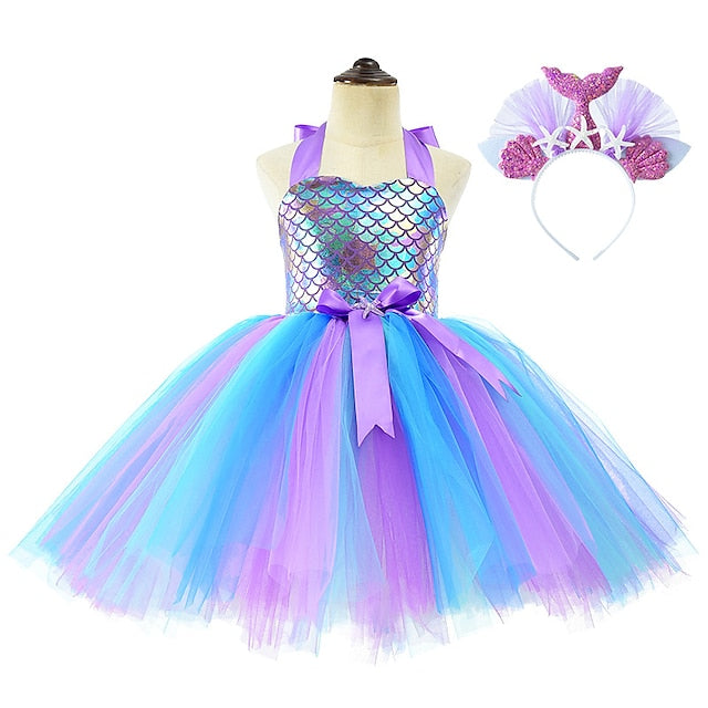 Mermaid Little Girl Flower Princess Tail Aqua Ariel FashionChic