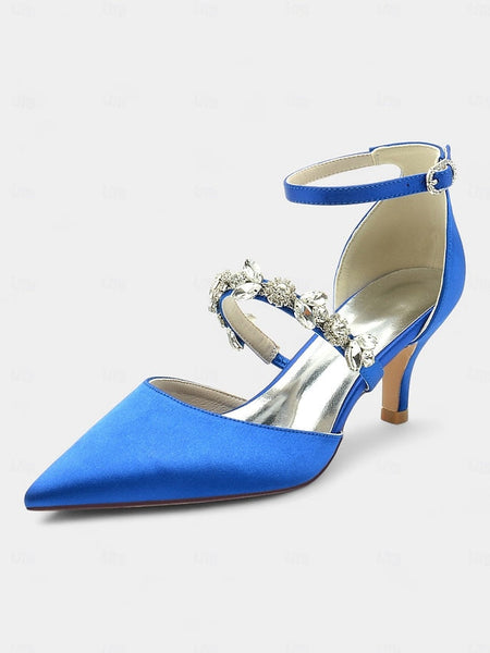 - Satin Embellishments Rhinestone Black Women's with Heels FashionChic