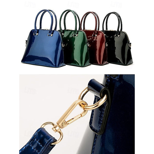 - Patent Green Women's Elegant Bag Shiny Leather Tote FashionChic