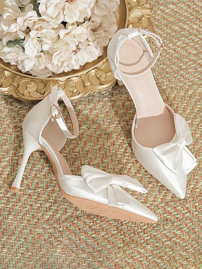 Ankle Strap – Champagne Pointed Pumps Women's Classy Bow FashionChic