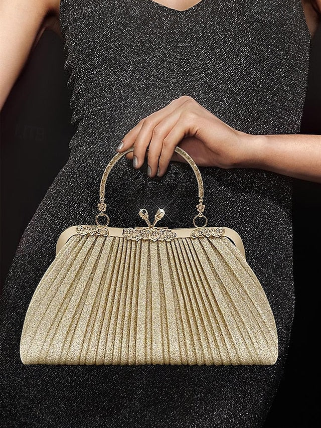 with Pleated Glitter Women's Vintage Clutch Evening Purse FashionChic