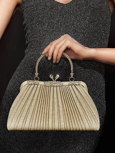 with Pleated Glitter Women's Vintage Clutch Evening Purse FashionChic