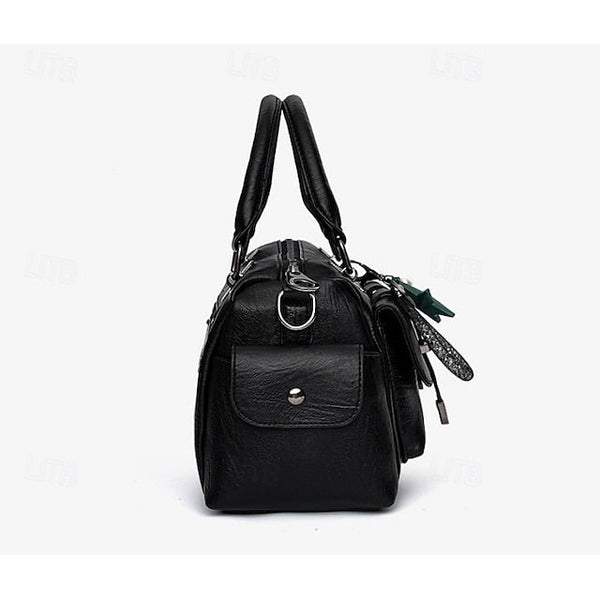 Stylish Large – Women's Blue Leather Handbag Faux FashionChic