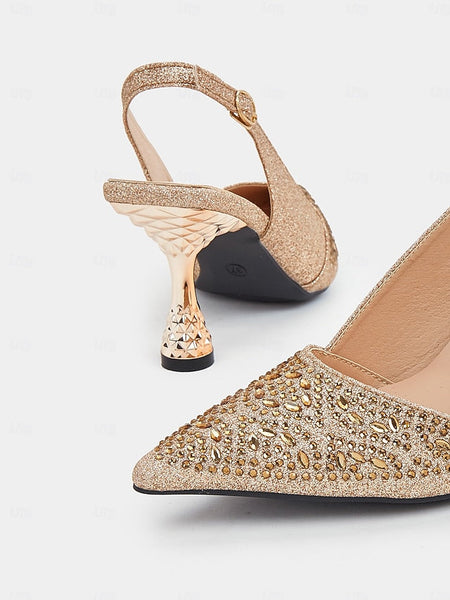 Sparkling – Women's Pointed Glitter Pumps Slingback Toe FashionChic