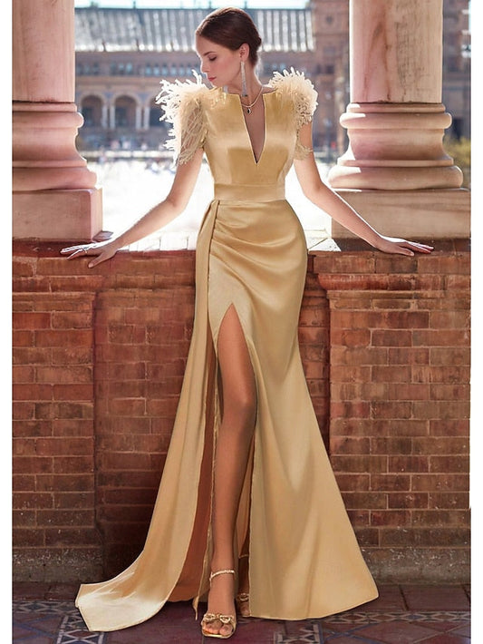 Elegant Mermaid / Gown Evening Formal Brush Dress Sweep Train FashionChic