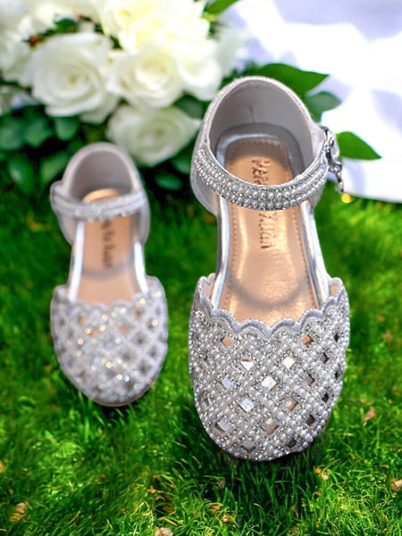 Sparkly Scalloped Jane �?Shoes Mary Girls' Rhinestone FashionChic