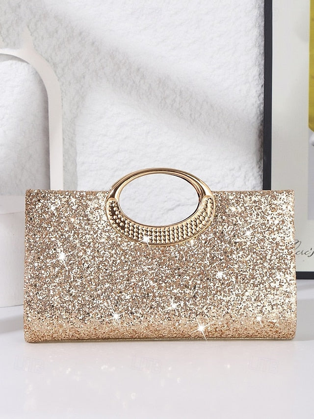 Evening Gold with Women's Silver Clutch Glitter Bag FashionChic