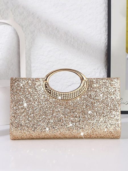 Evening Gold with Women's Silver Clutch Glitter Bag FashionChic