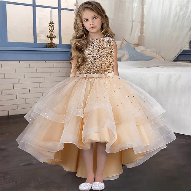 Solid Girls' Color Party Kids Sleeveless Dress FashionChic