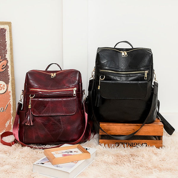 and Vintage Backpack Leather Tassel Purse with Women's Faux FashionChic