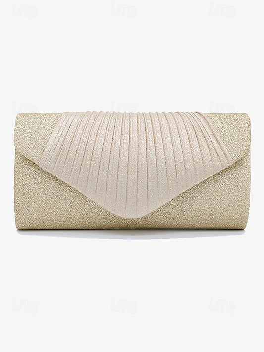 Clutch Design Champagne – Glitter Evening Bag Pleated with FashionChic