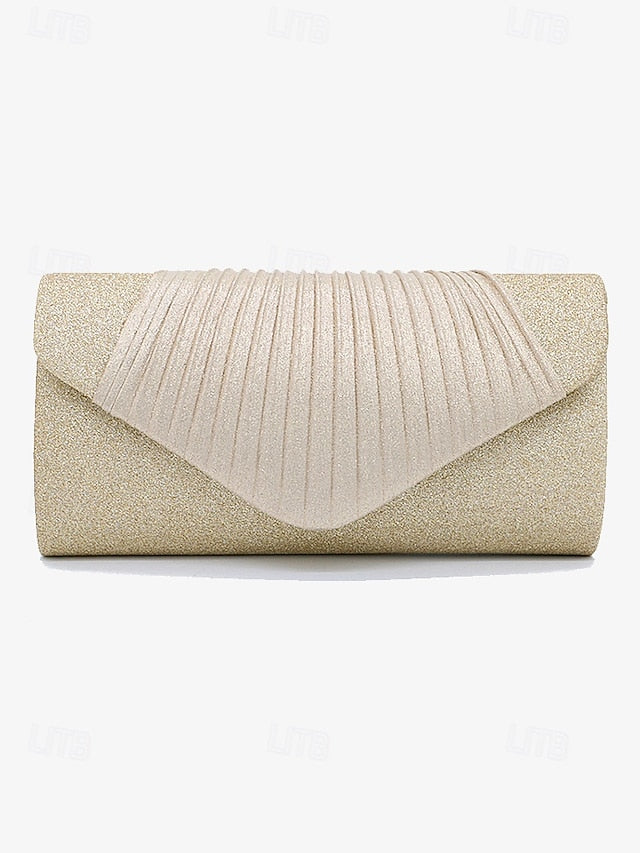 Clutch Design Champagne – Glitter Evening Bag Pleated with FashionChic