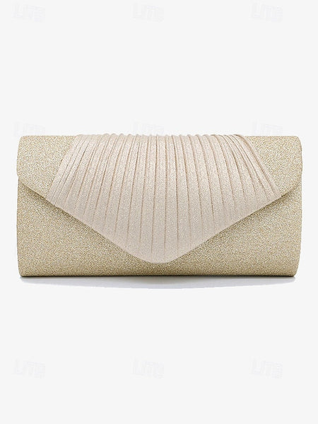 Clutch Design Champagne – Glitter Evening Bag Pleated with FashionChic