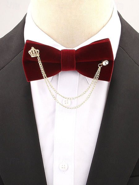 Crown Men's and with Bow Velvet Chain Detail Tie – FashionChic