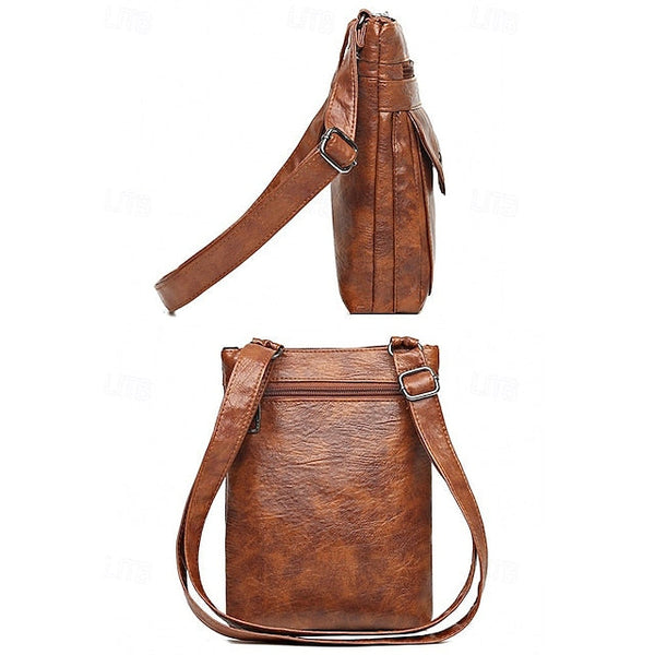 Leather Vintage Multi-Pocket Crossbody Women's Faux - Bag FashionChic