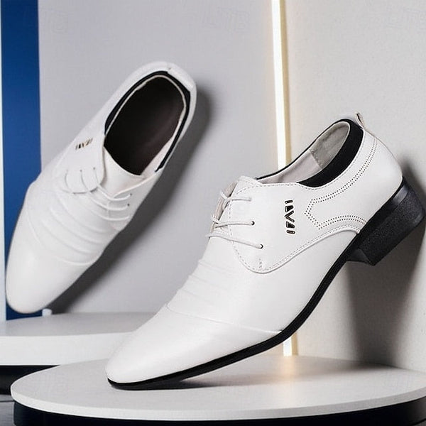 Men's - for Formal White Shoes Dress Lace-Up Elegant FashionChic
