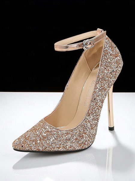 Women's Toe Heels Stiletto Sparkly Glitter – Pointed Gold FashionChic