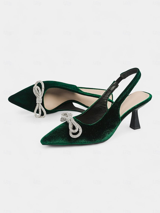 Toe Velvet Heels – Slingback Women's Pointed Cocktail FashionChic