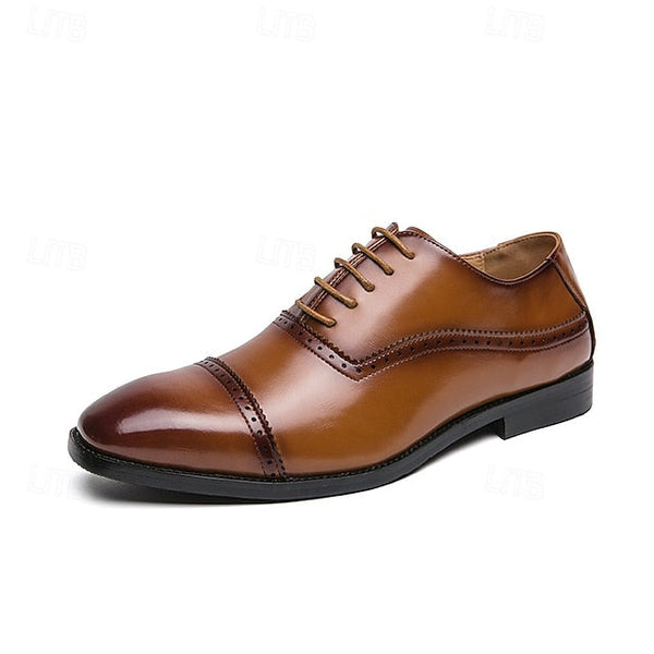 Classic Oxford – Leather Brown Shoes Men's Faux Brogue FashionChic