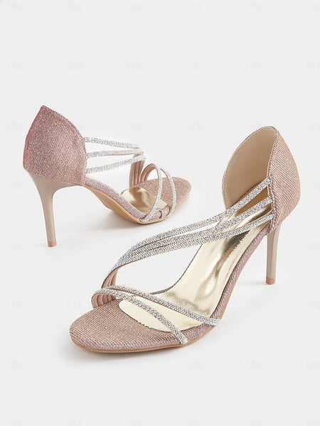 Rhinestone Heel for Crystal Strappy Sandals Women High – FashionChic