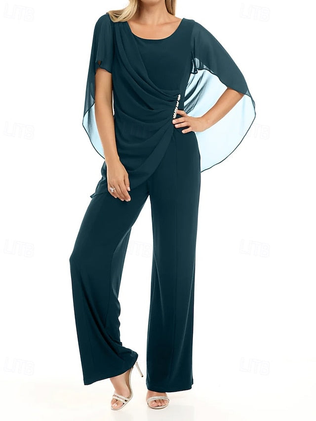 Elegant of Bride Mother Jumpsuit / Pantsuit Cape Dress the FashionChic