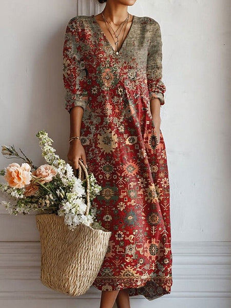 Women's Maxi Dress Linen Like Breathable Lightweight FashionChic