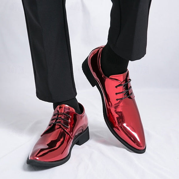 for Formal Green Glossy Men Lace-Up Shoes Patent Leather – FashionChic
