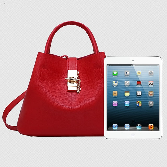 Gold Red Women's Chain with Leather Handbag Lock and Faux FashionChic