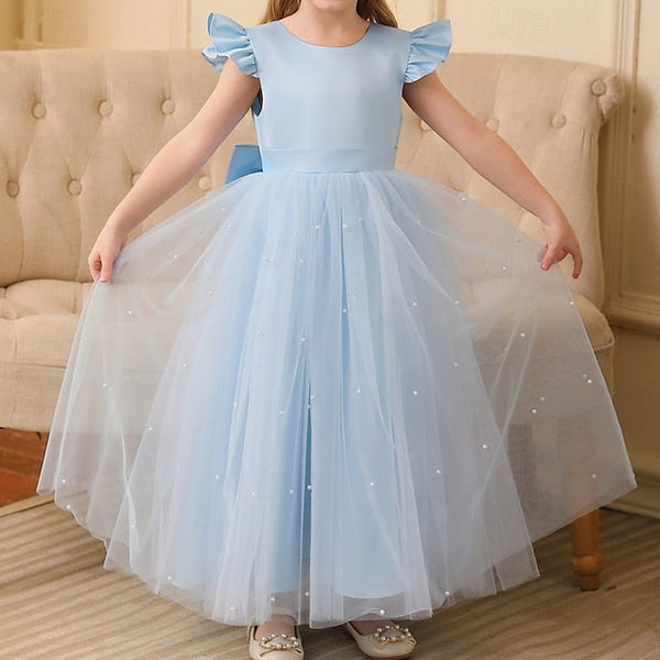 Girl Solid Kids Flower Dress Color Girls' Party FashionChic