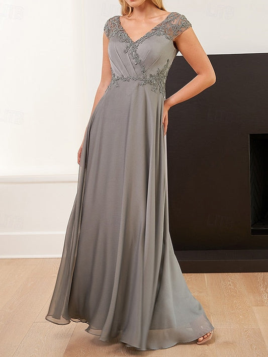 Bride of Floral A-Line Embroidered Elegant Mother Dress the FashionChic