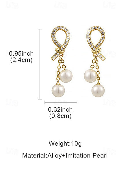 rhinestone earrings with imitation pearl teardrop Women's FashionChic