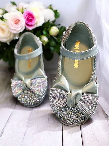Jane – Girls' Mary Shoes Bow Sparkly Glitter Rhinestone FashionChic